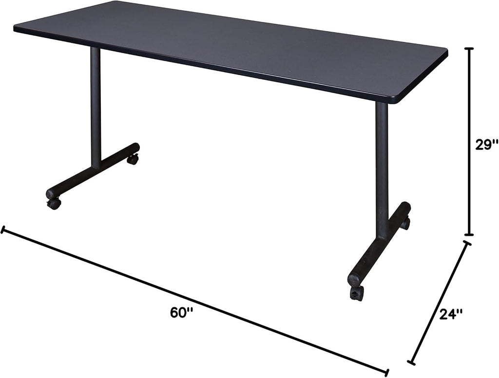 Regency Kobe 60 x 24 in. Mobile T-Base Training Seminar Table- Grey