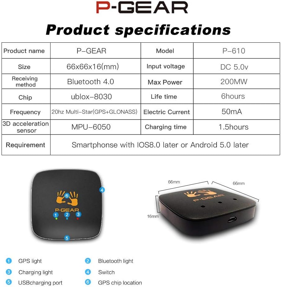 PGEAR 20Hz GPS P610 Based Performance Meter Box with Mobile App, Car LapTimer and Drag Meter, Racing Accelerometer