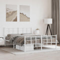 White Metal King Size Bed Frame Heavy-Duty Steel Construction Rectangular Modern Sleek Finish for Bedroom Furniture