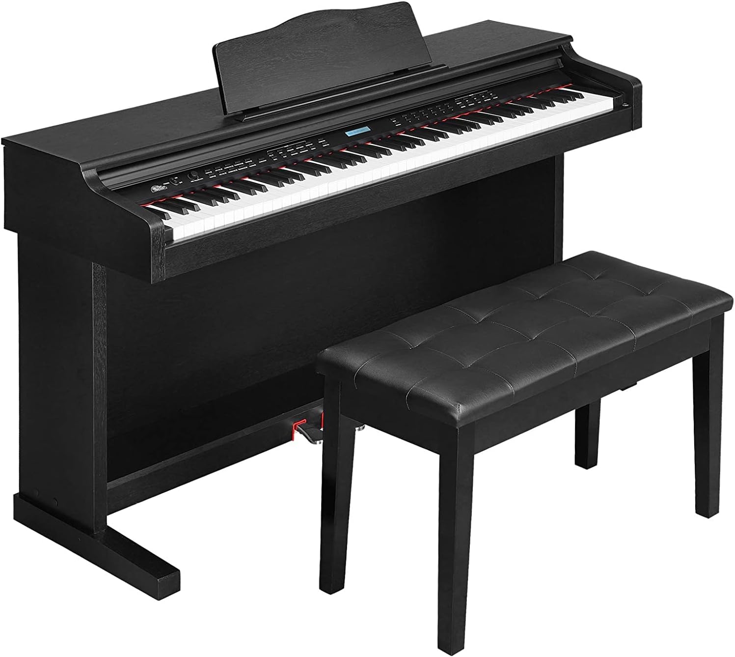 Setting Piano Bench with Storage Compartment, Thick Padded Leather Cushion Keyboard Bench for Music Books, Vanity Stool, Tufted Wooden Seat, 29x13x19 Inches (440LB Capacity) (Black)