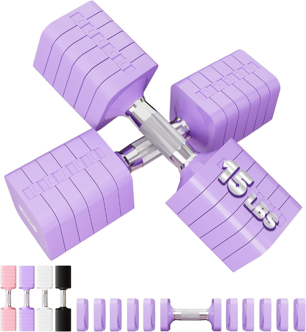 15LB 20LB 30LB 40LB 50LB Adjustable Dumbbell Set Free Weights Dumbbells Set for Women Men Hand Weights Sets Adjust Dumbbell Weight Sets for Home Gym Exercise Workout Strength Training Equipments