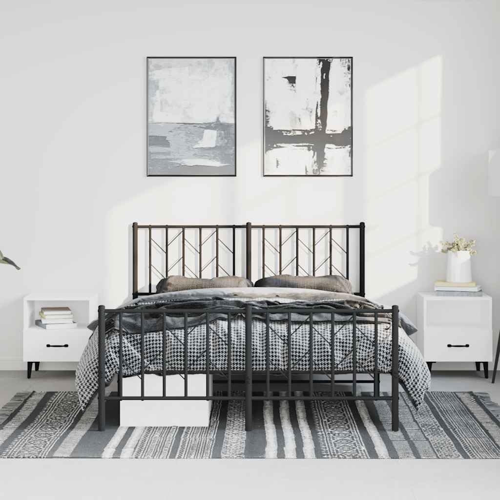Metal Bed Frame with Footboard Heavy Duty Steel Platform Bed Frame Black 76'x79.9' King Size Sturdy Underbed Storage Space for Bedroom Furniture