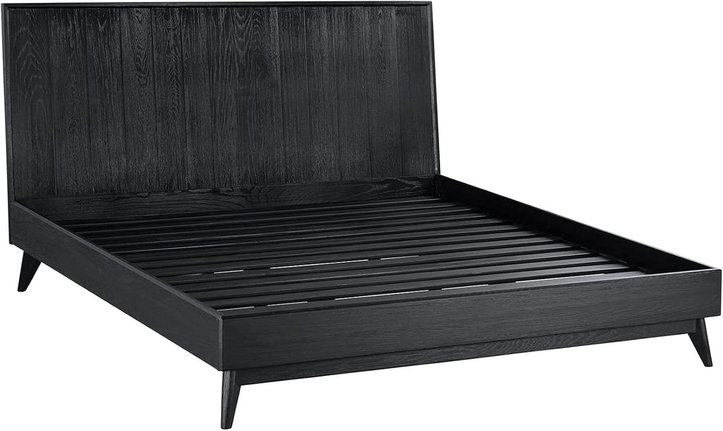 Armen Living Carnaby King 3 Piece Bedroom Set in Black Brushed Oak Wood