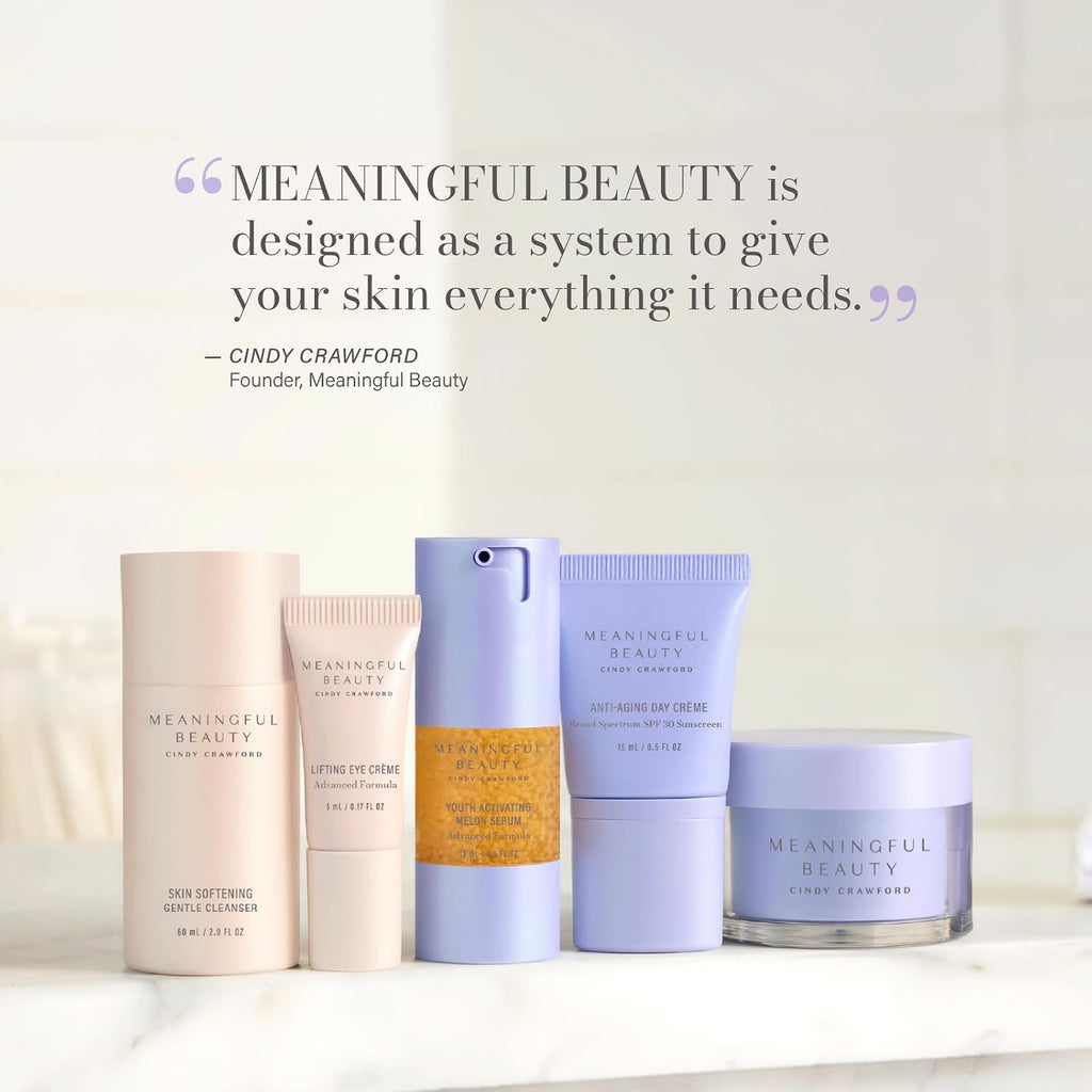 Meaningful Beauty Essentials Skincare System Advanced Formula Starter Kit, with Melon Super Antioxidants, Includes Youth Activating Melon Serum, Day Creme & Eye Cream for Younger-Looking Skin