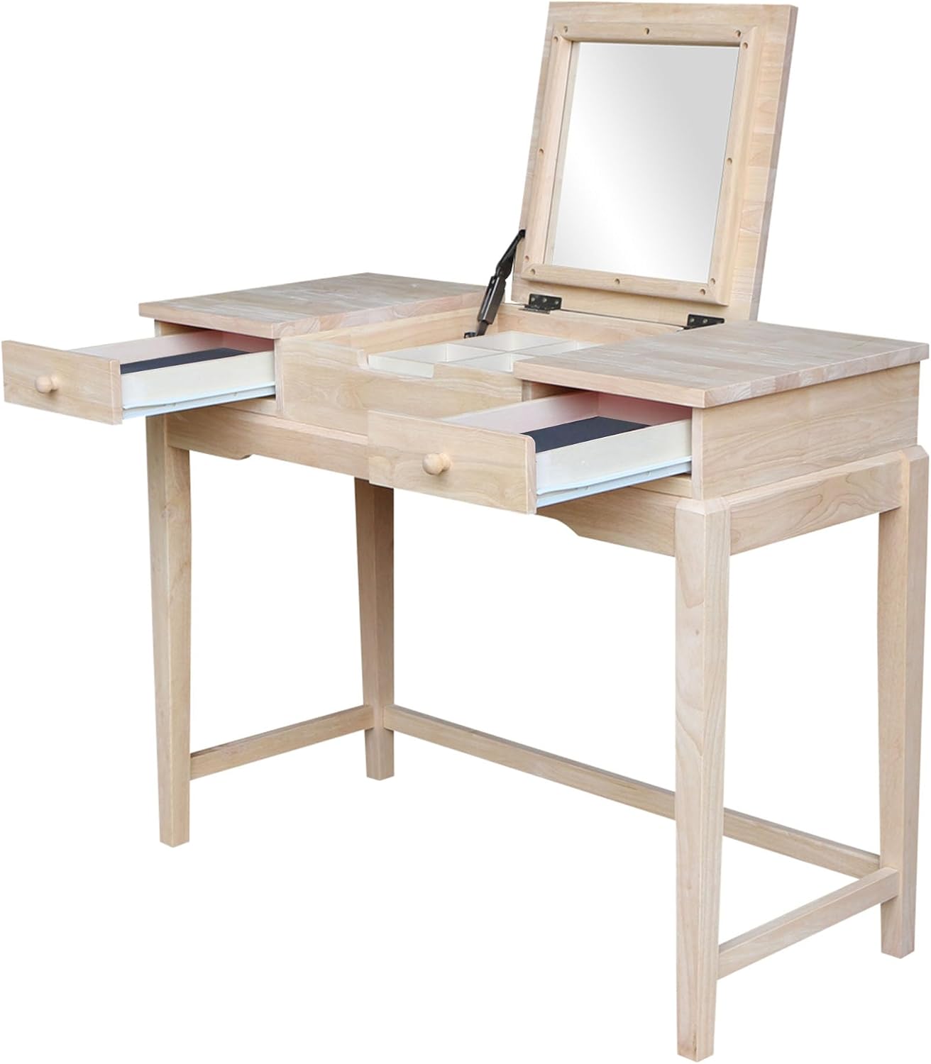 Solid Wood Vanity Table, Unfinished