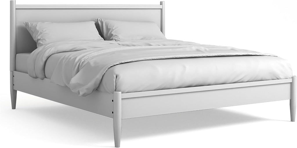 Furniture of America FOA Belkor 2-Piece White Solid Wood Bedroom Set- Cal King + Nightstand