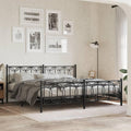 Queen Bed Frame with Footboard Black 76'x79.9' Steel Platform Bed Frame for Bedroom, Sturdy Metal Slats & Underbed Storage Space