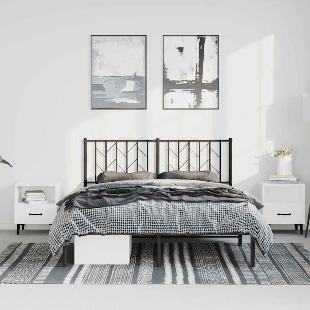 Queen Bed Frame Metal Platform Bed Frame with Headboard Black 59.1'x78.7' Sturdy Steel Construction Underbed Storage Space for Bedroom Guest Room Furniture