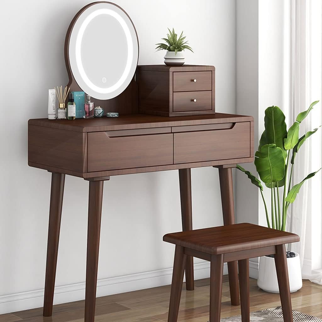 Vanity Benches Dressing Table with Lamp and Mirror Integrated Modern Minimalist Dressing Table Small Apartment Bedroom Makeup Table (Color : A)