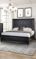 Contemporary Style Eastern King Size 1pc Bed Set Wood Headboard Metal Legs Black Finish Bedroom Furniture