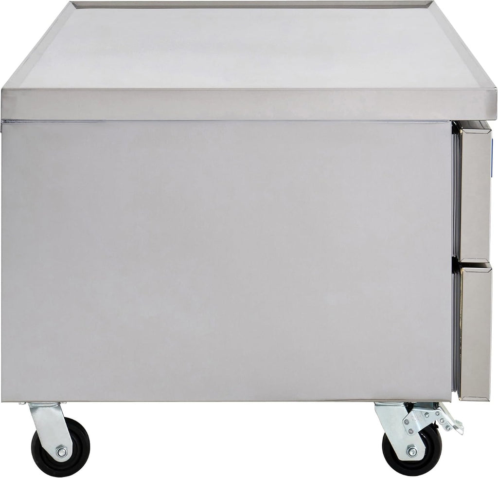 Kratos Commercial Refrigerator, 72' Wide Four Drawer Chef's Base, Refrigerated Mobile Equipment Stand for Restaurants, Stainless Steel, 115V, Large 16 Cubic Ft. Capacity (67K-317)