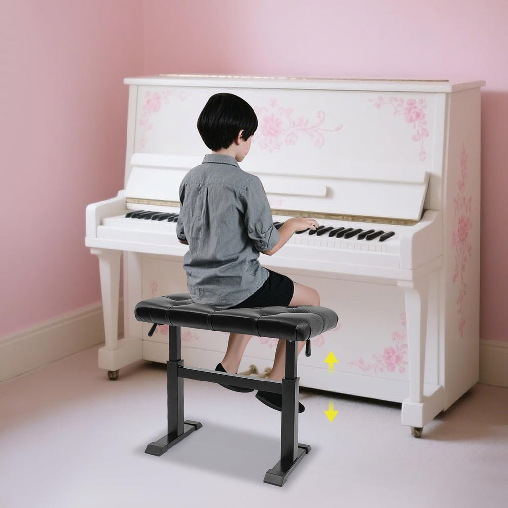 AngelcityCC Height-Adjustable Piano Bench Hydraulic Lifting Keyboard Bench with High-Density Sponges Cushion