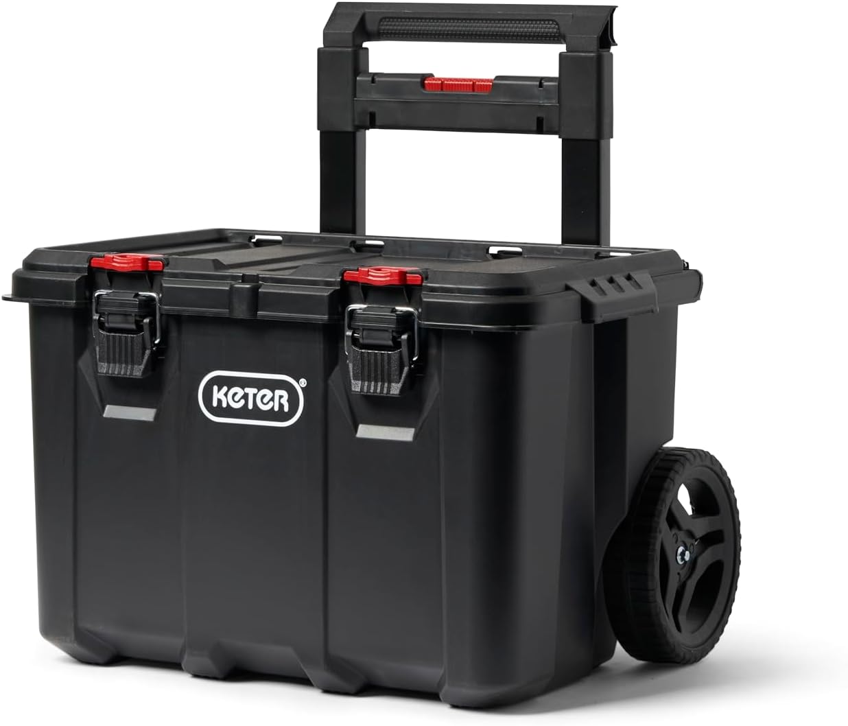 Keter Stack-n-Roll Modular Tools Organizer for Garage Storage and DIY, 3 Piece Resin Rolling Tool Box System for Small Parts, Black