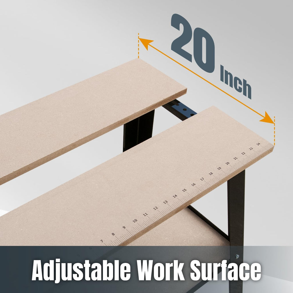 BORA Universal Mobile Base PM-1050 and POWERTEC UT1002 Multipurpose Tool Stand with 14' x 25' Split MDF Top