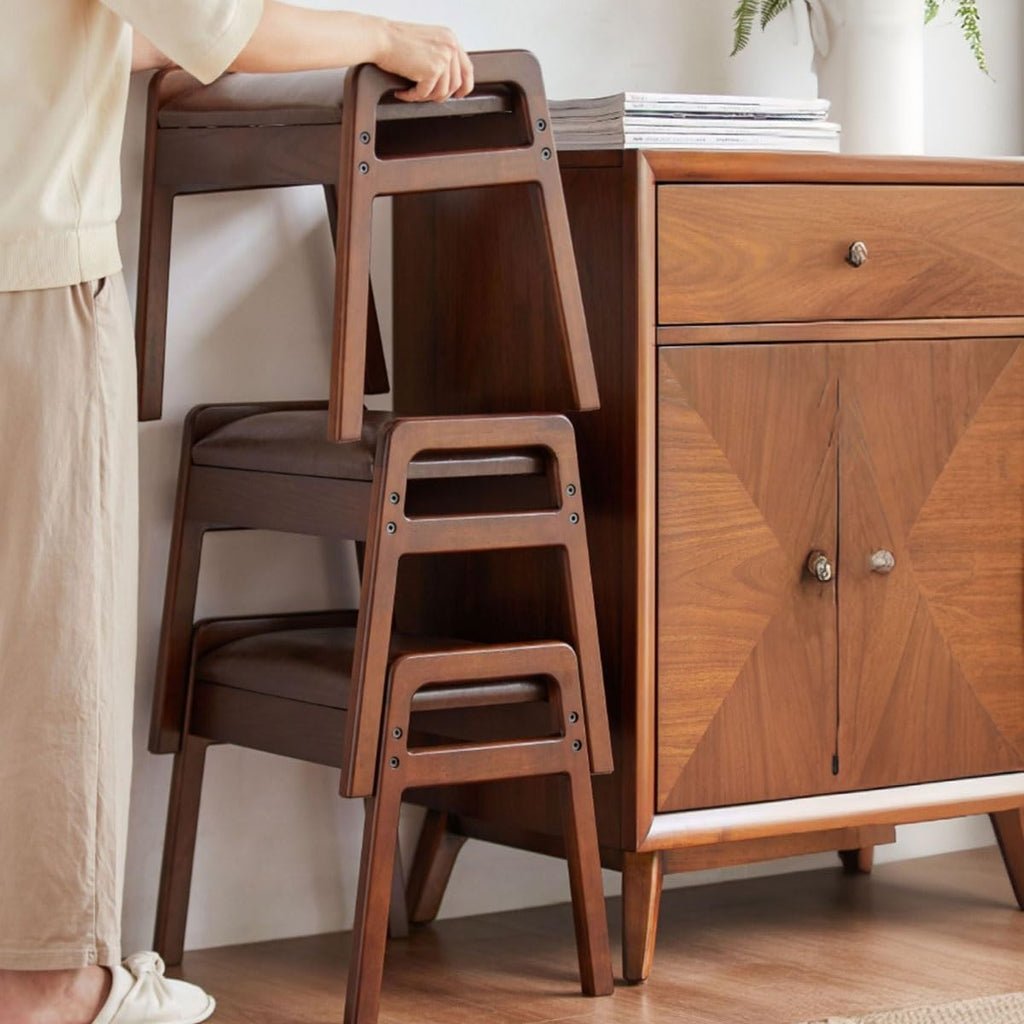 Shoe Bench, PU Vanity Stool Seatwith Wood Legs, for Entry, Hallway, Living Room, Bedroom, Walk-in Closet