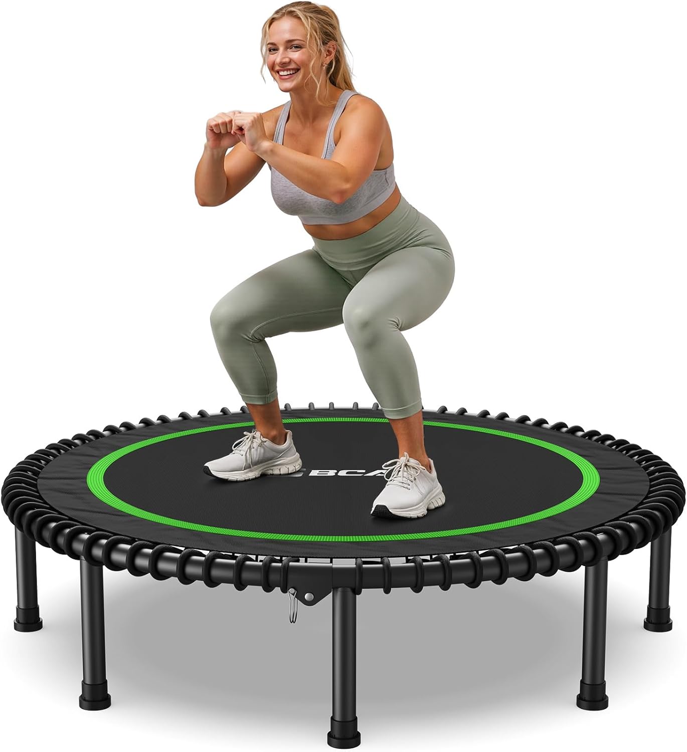 BCAN 450/550LBS Mini Rebounder Trampoline for Adults, 40'/48' Foldable Fitness Trampoline with Bungees, Quiet & Stable Exercise Trampoline Indoor/Home/Garden (BT2, Without Handle)