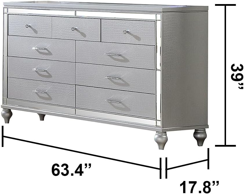 Lavish Modern Style 5 Pc King Bedroom Set Made with Fireplace in Headboard TV Stand in Footboard with Wood in Grey