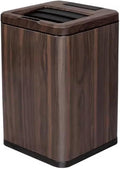 Rechargeable Smart Sensor Trash Can Electric Wood Grain with Lid 12L Capacity Ebony Finish Ideal for Home Kitchen and Bathroom