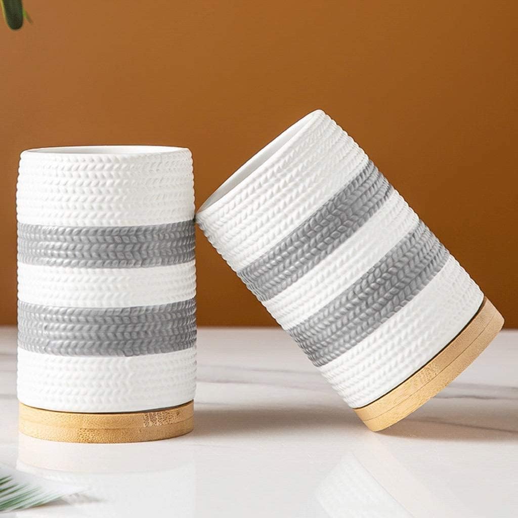 Vanity Bathroom Decor, Soap Dispenser 5 Piece Bathroom Accessories Set, Hand Painted Wheat Stripes Bath Ensemble, Ceramic Bath Set Housewarming Gift