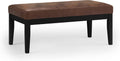 SIMPLIHOME Lacey Tufted Ottoman Bench - 41 inch Wide Upholstered Vegan Leather Rectangle Ottoman in Distressed Chestnut Brown, Contemporary Bench for Bedroom with Stitching Detail, Assembled