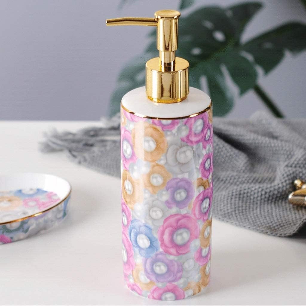 Vanity Bathroom Decor, 6 Piece Bathroom Accessory Set, Includes Soap Dispenser Pump Toothbrush Holder Soap Dish Tray for Home Housewarming Gift(B)
