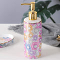 Vanity Bathroom Decor, 6 Piece Bathroom Accessory Set, Includes Soap Dispenser Pump Toothbrush Holder Soap Dish Tray for Home Housewarming Gift(E)