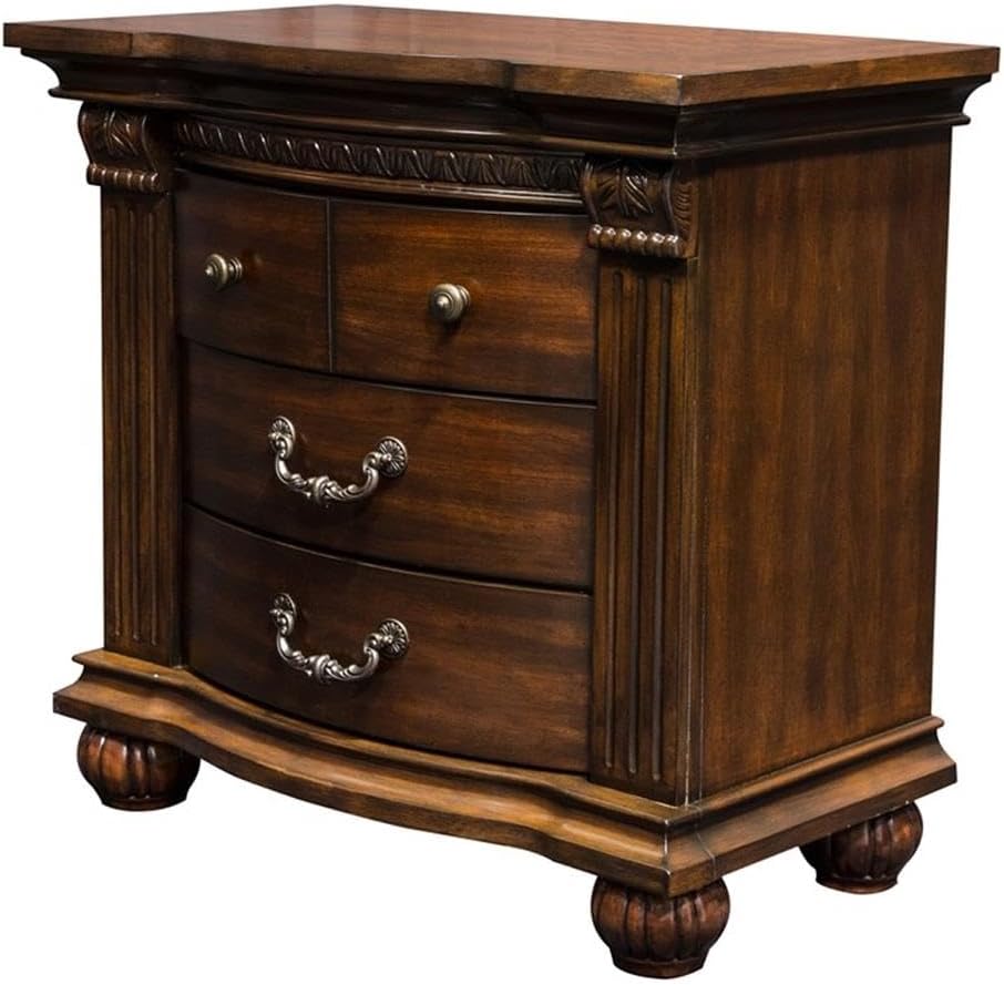 Furniture of America FOA Sorella 2pc Traditional Cherry Solid Wood Bedroom Set- Cal King + Nightstand