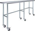 AmGood Stainless Steel Work Table Open Base & Wheels | Work Station | Metal Work Bench (Stainless Steel Work Table Open Base + Casters, 84' Long x 18' Deep)