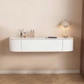 Floating Wall-Mounted Vanity Desk, White Corner Makeup Vanity with Storage, Fully Assembled Space-Saving Dressing Table for Bedroom, Versatile as Desk or Nightstand(Free-Stand)