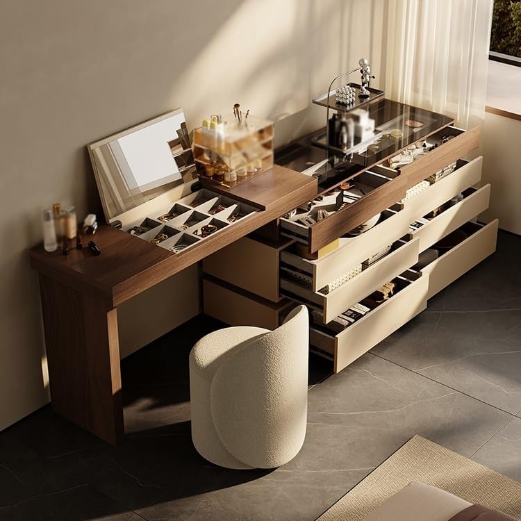 GUERNSEY Dressing Tables Dressing Table Bedroom Minimalist Solid Wood Flip-top Corner Dressing Table Desk Makeup Table Vanity for Dressing
