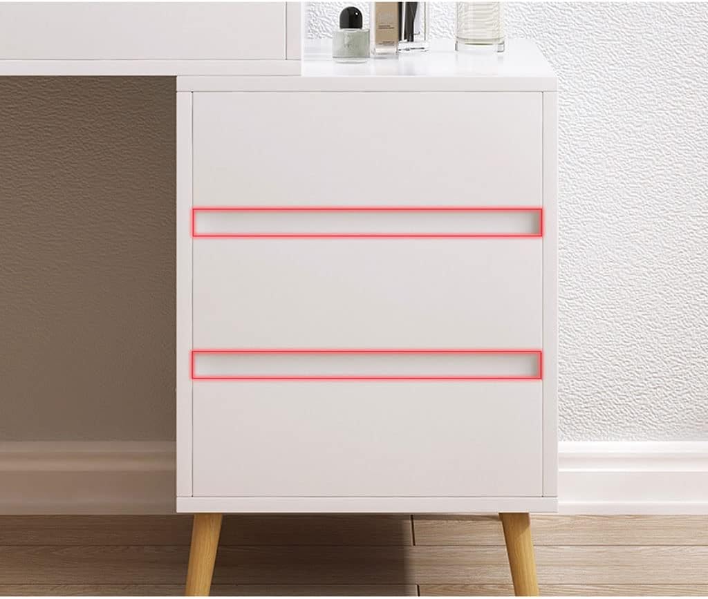 Vanity Benches Vanity Table Set with Brightness Adjustable Touch Screen dimming Mirror, with Cabinet and 6 Drawers, Ladies or Girls Dresser (Color : A, Size : 80x40x121cm)