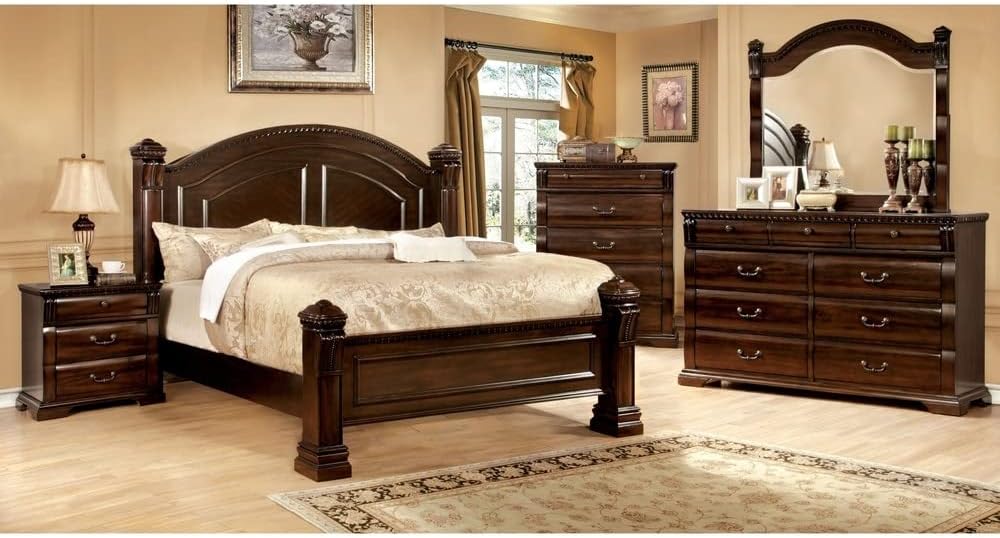 Furniture of America Tay Traditional Cherry 4-Piece Bedroom Set Eastern King