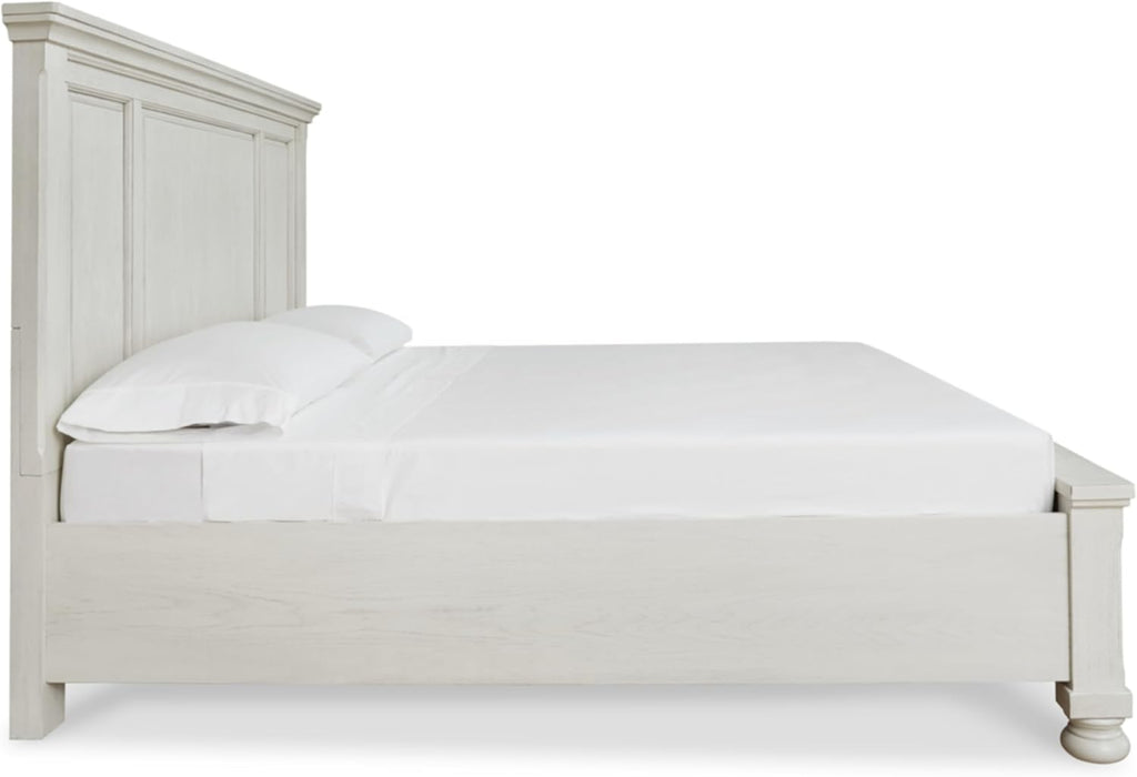 Signature Design by Ashley Robbinsdale Casual 2-Drawer Queen Platform Storage Bed, Foundation or Box Spring Not Needed, White