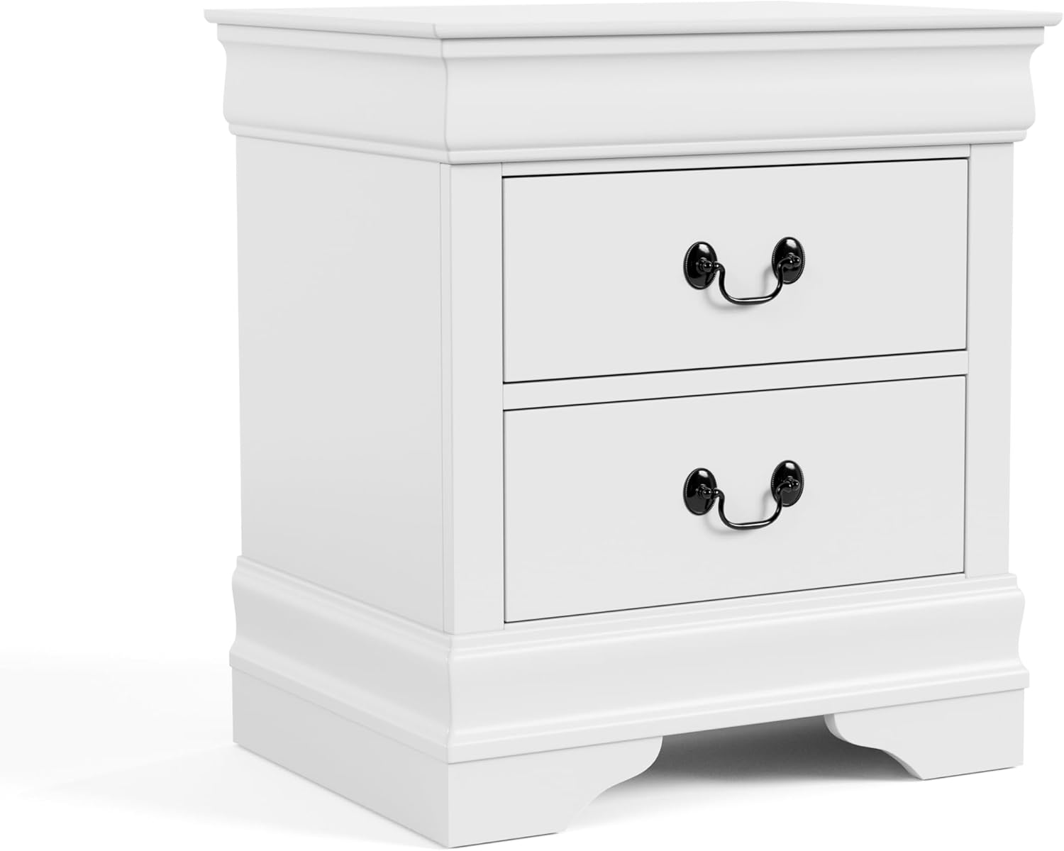 Furniture of America Arabella Traditional Solid Wood 3 Piece Bedroom Set, King Bed Frame and Nightstands Set of 2, Chic Sleigh Design Bedframe with Headboard and Footboard, Box Spring Needed, White