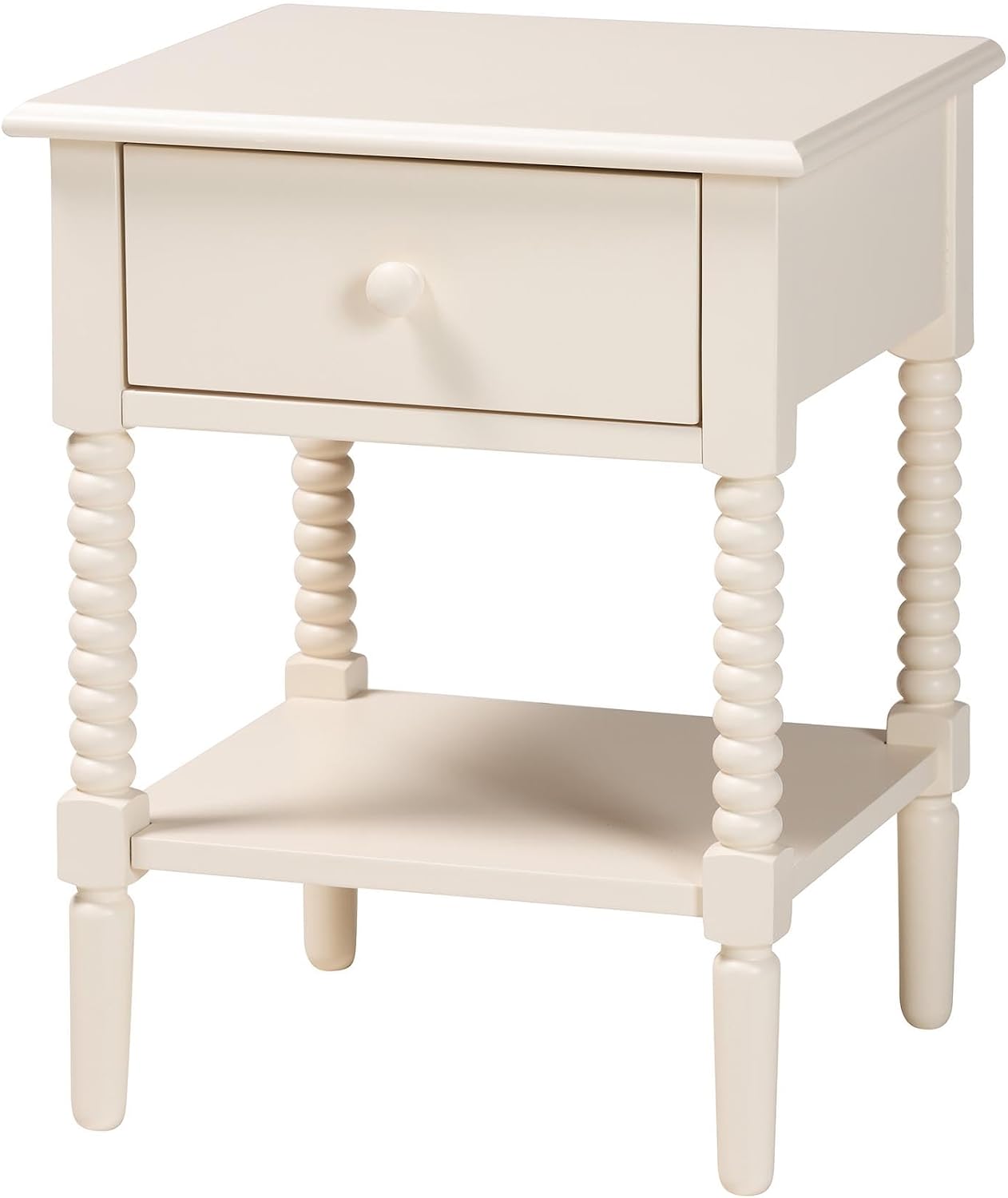 Baxton Studio Braith Farmhouse Ivory Spindle Wood King Size 4-Piece Bedroom Set