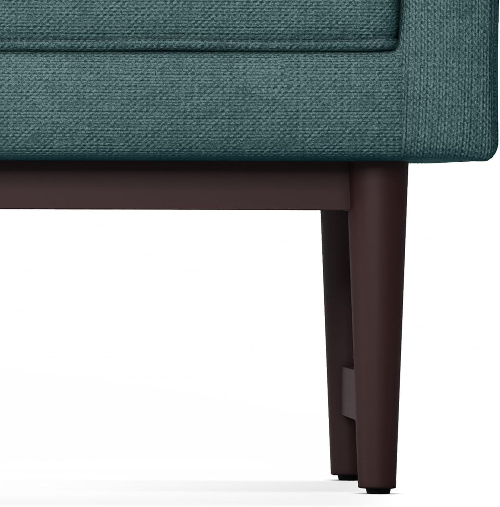 SIMPLIHOME Scott Ottoman Bench - 46 inch Wide Upholstered Linen Fabric Rectangle Ottoman in Smoky Teal, Contemporary Bench for Bedroom, Entryway or Living Room with Raised Sides and Cushioned Seat