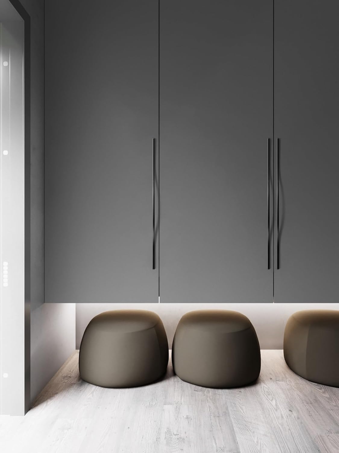 Goo-Ki Low Profile Matte Black Cabinet Pulls, Double Hole Centers (17.6''/18.9'') Zinc Alloy Handle for Drawer Cupboard Wardrobe,6 Packed