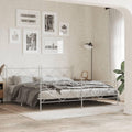 Metal Bed Frame with Footboard White King Size 76'x79.9' Steel Construction Heavy Duty Platform Bed with Underbed Storage Space for Bedroom Furniture