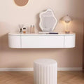 White Floating Vanity Makeup Table Wall Mounted Vanity Desk Wall-mounted Makeup Cabinet Dressing Floating Corner Desk Dresser Storage Set With Mirror And Lights Small Space Bedside Dressing Table(Free