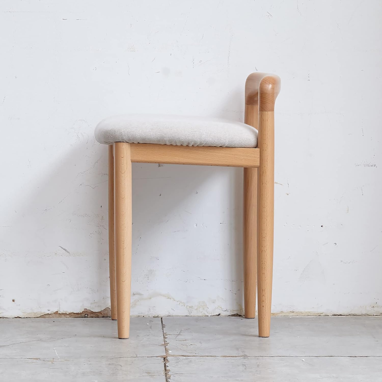 Natural Wood Stool Vanity Bench Square Vanity Chair with Cushioned Seat, Sofa Stool Makup Stool Rest Stool Piano Bench for Clothes Shop,Living Room, Porch, Fitting Room Bedroom, Brown