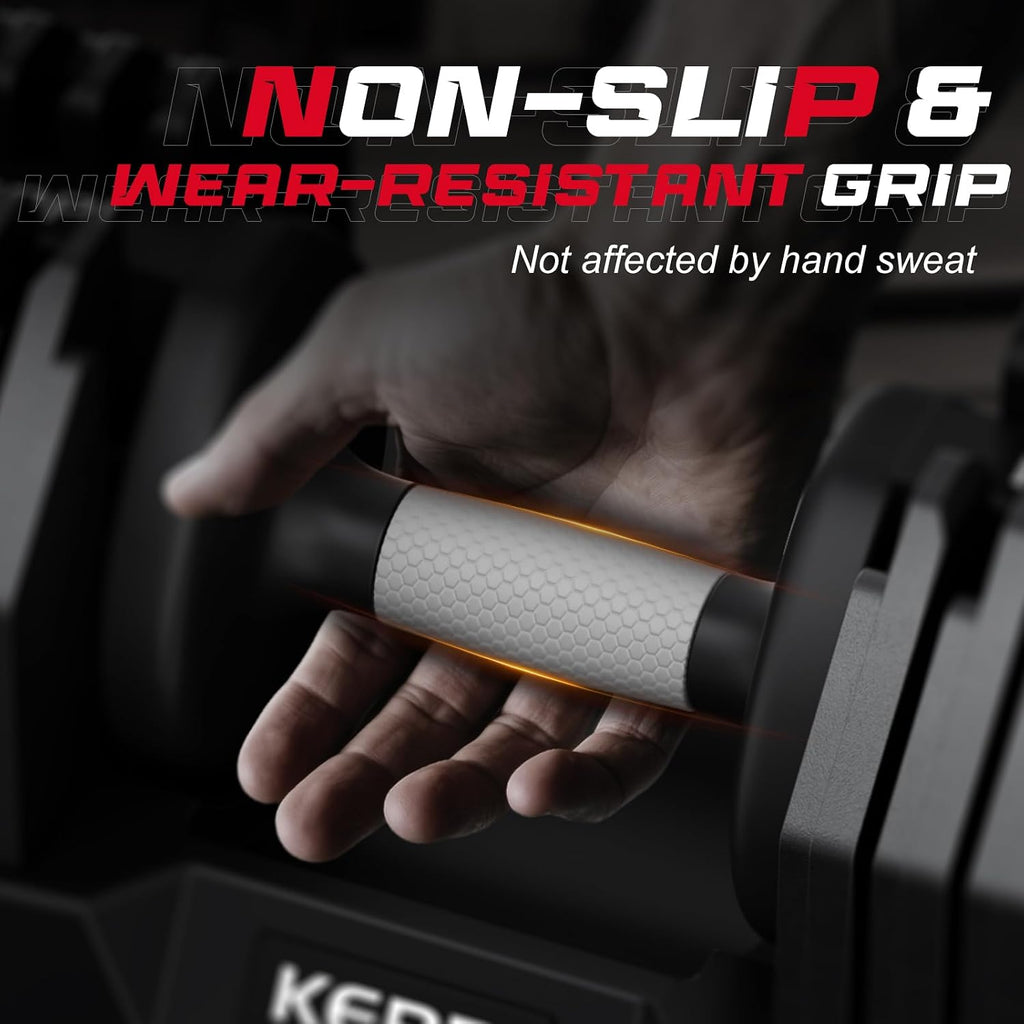Keppi Adjustable Dumbbells Set-25lb/40lb/55lb/60lb, Anti-Slip Metal Fast Adjust Weight Handle, Exercise & Fitness for Full Body Workout - Adjustable Dumbbell Series