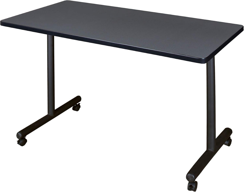Regency Kobe 42 x 24 in. Mobile T-Base Training Seminar Table- Grey