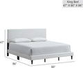 King Bed Frame, Upholstered Bed Frame, Modern White Bed Frame with Leather Upholstery, Adjustable Headboard 41 to 47 Inch, Slat Support, No Box Spring Needed, Fits to 13 Inch Mattresses