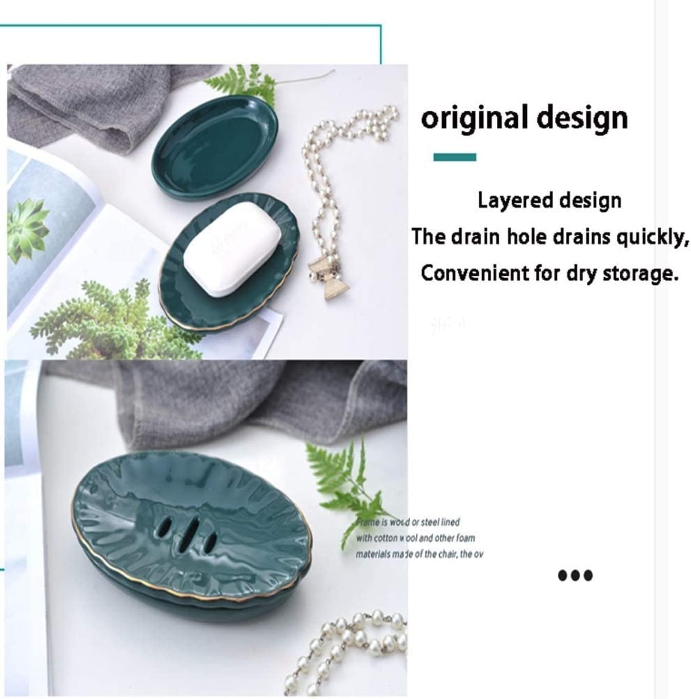 Vanity Bathroom Decor, Bathroom Accessory Set Ceramics Bathroom Accessory Set Modern Design Nordic Minimalist Style Bath Set Housewarming Gift(B)