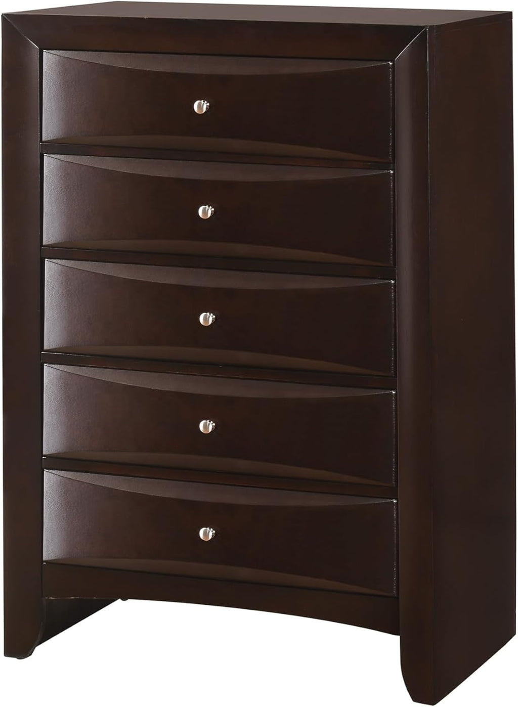 5pc Master Bedroom Set Brown Cherry Finish Solid Wood Platform King Size Captain's Bed Wooden Furniture