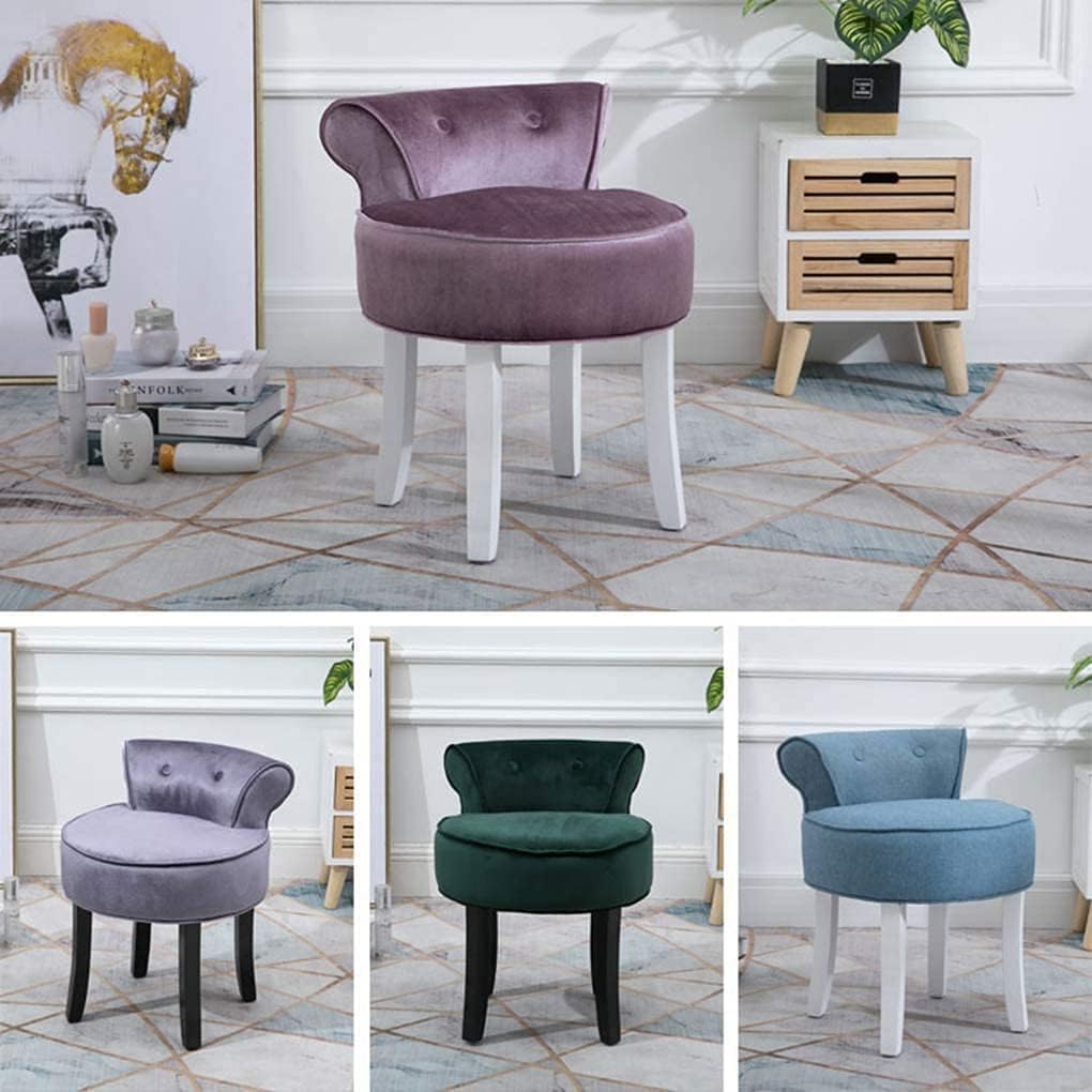vanity stool makeup bench Vanity Benches Chair Padded Lounge Makeup Stool Fan Back Dressing Chair Piano Stool Cushioned Stool With Solid Wood Legs, Sitting 44cm / 17.32 Inch ( Color : Green )