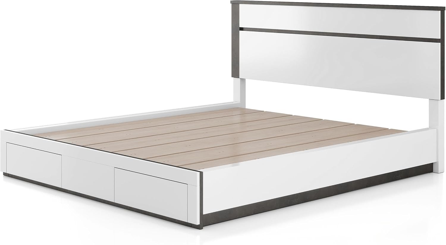 Furniture of America FOA Misti 3-Piece White Wood Storage Bedroom Set - Cal King + 2 Nightstands