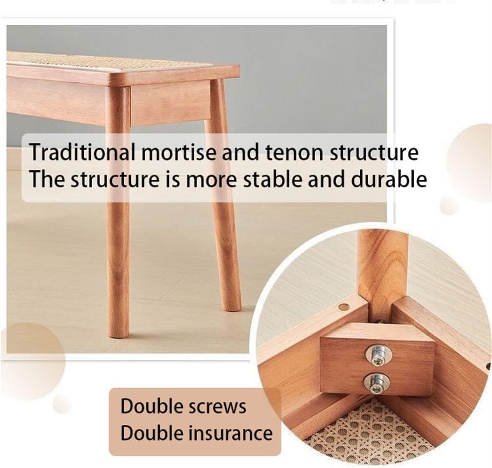 Stool, Rattan Bench Faux Rattan Weaving Design Dining Bench Simple Corner Bench with Rounded Corner Entrance Bench for Kitchen Entrance Corridor(Black,39.4in)