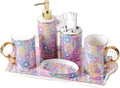 Vanity Bathroom Decor, Bathroom Accessory Sets European Ceramic Bathroom Six-Piece Light Simple Wedding Bathroom Supplies Housewarming Gift(A)