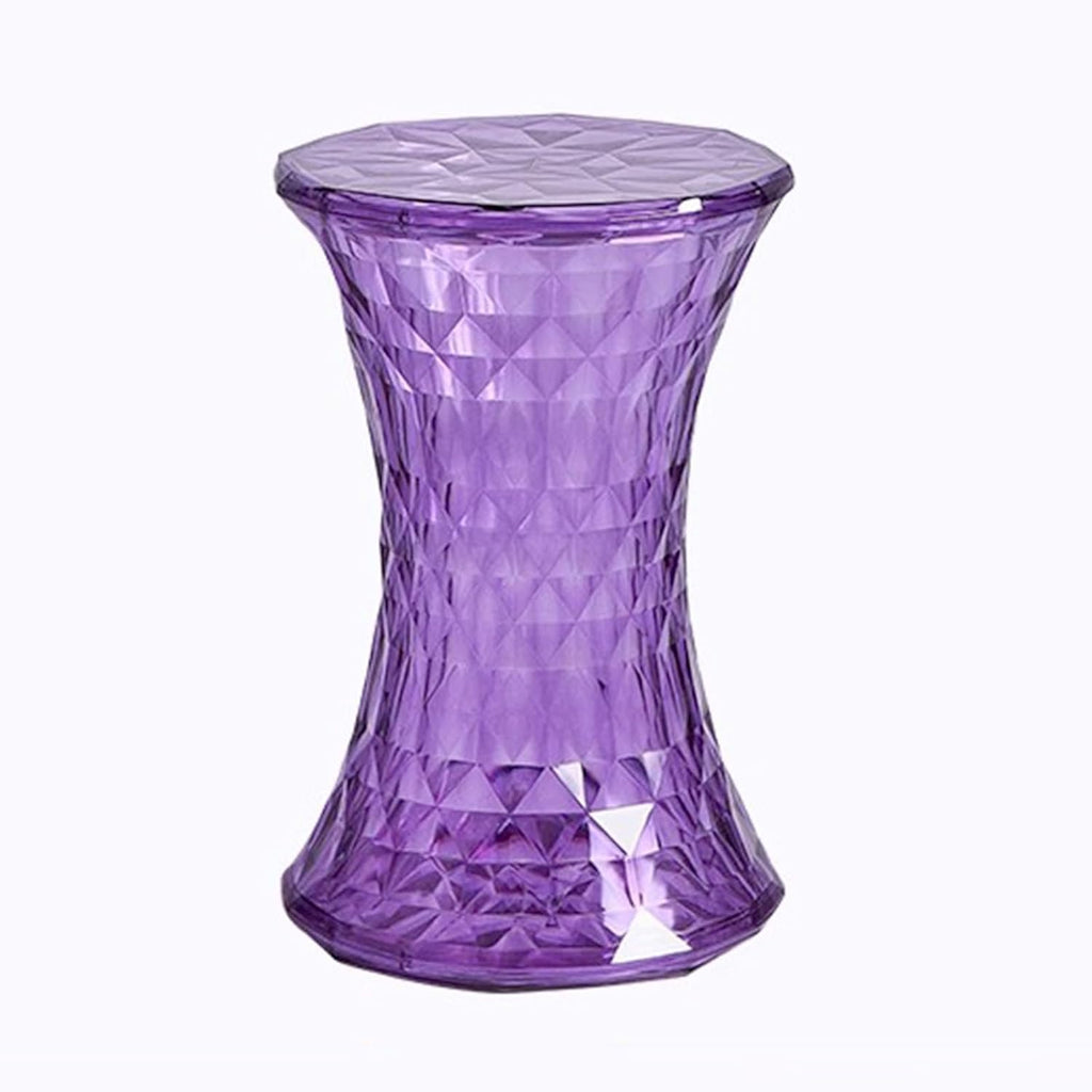 Acrylic Transparent Drum Table, Diamond Shaped Modern Vanity Stool/Side Table, Rounded and Soft Corners, Stable Support for Chair Feet, for Indoor and Outdoor Use(Yellow)